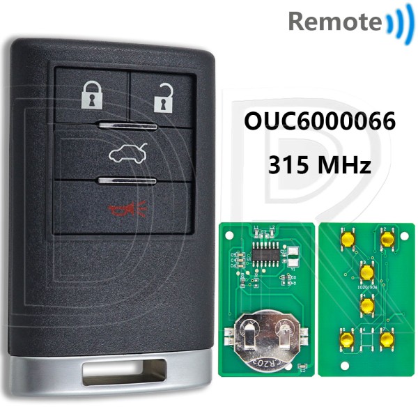 Cadillac CTS DTS 4 Button Remote w/ Trunk 2008-2013 For OUC6000066 | Aftermarket